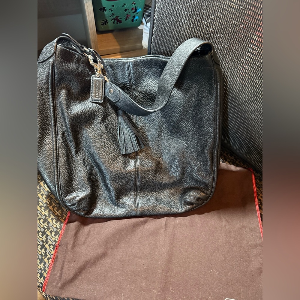 Black Coach Leather Shoulder Bag